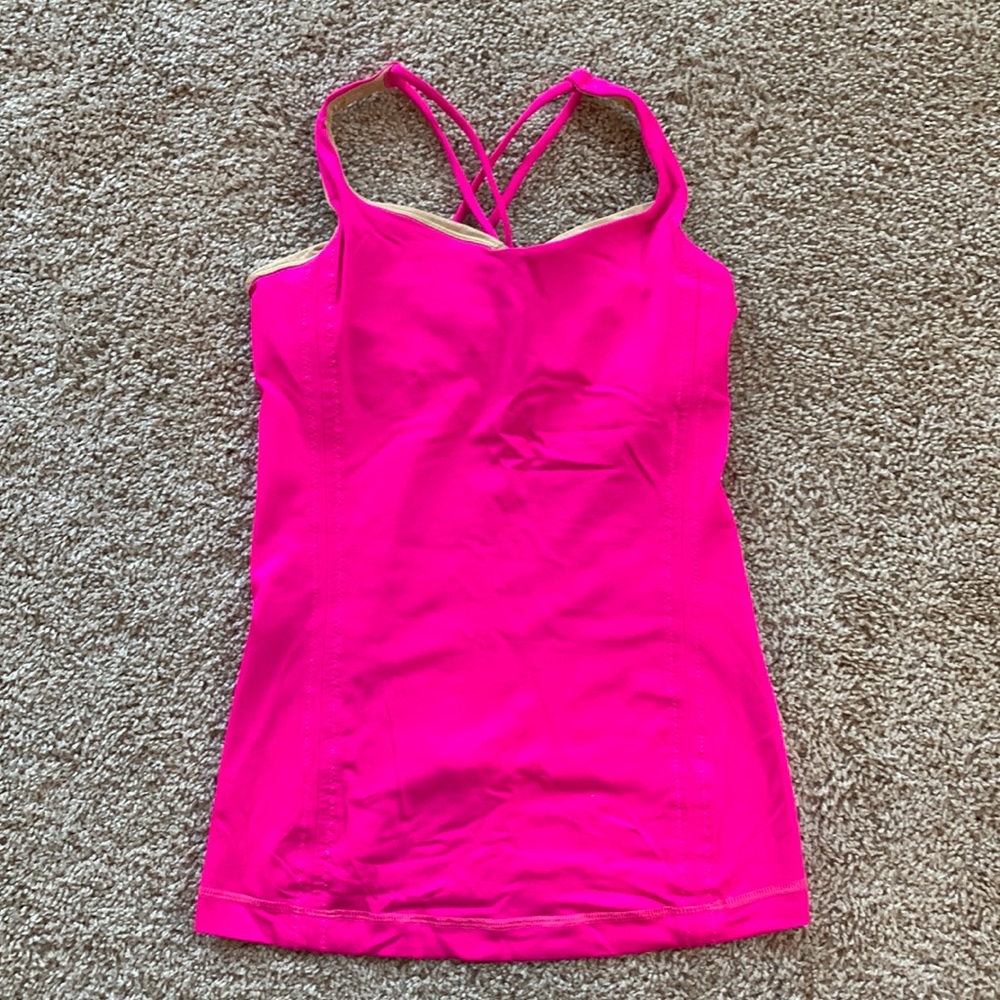 Lululemon hot pink racer back tank top, size 4